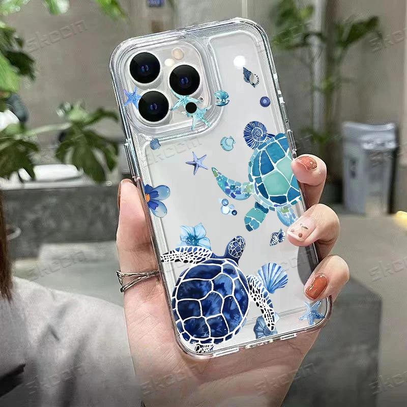 Adorable Turtle Shockproof Transparent Phone Case – Soft Protective Cover
