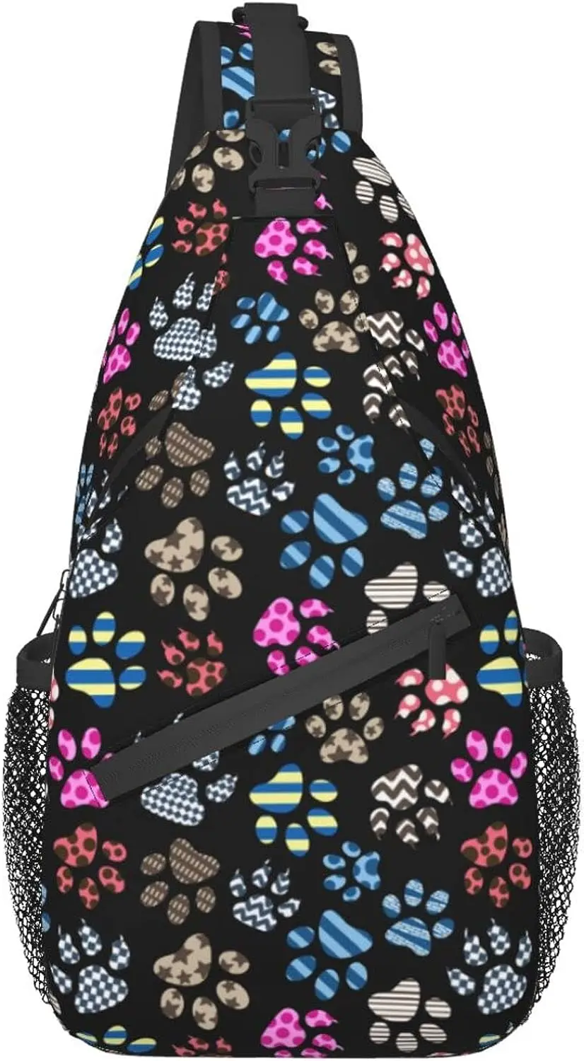 

Dog Paw Unisex Chest Bags Crossbody Sling Backpack Travel Hiking Daypack for Women Men Shoulder Bag for Casual Sport Travel