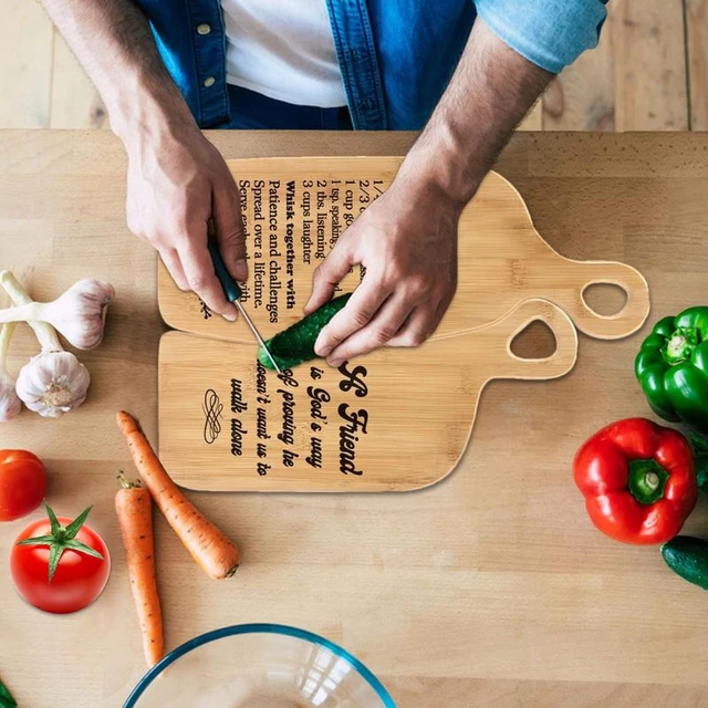 Bamboo Cutting Board Set For Kitchen Serving Chopping Boards Wooden Wood US