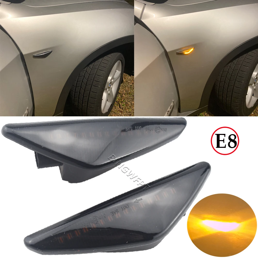 2Pcs Led Side Marker Signal Light Per Bmw X5 E70 X6 E71 E72 X3 F25 Clear/Smoke Dynamic Flowing Sequential Blinker Lamp