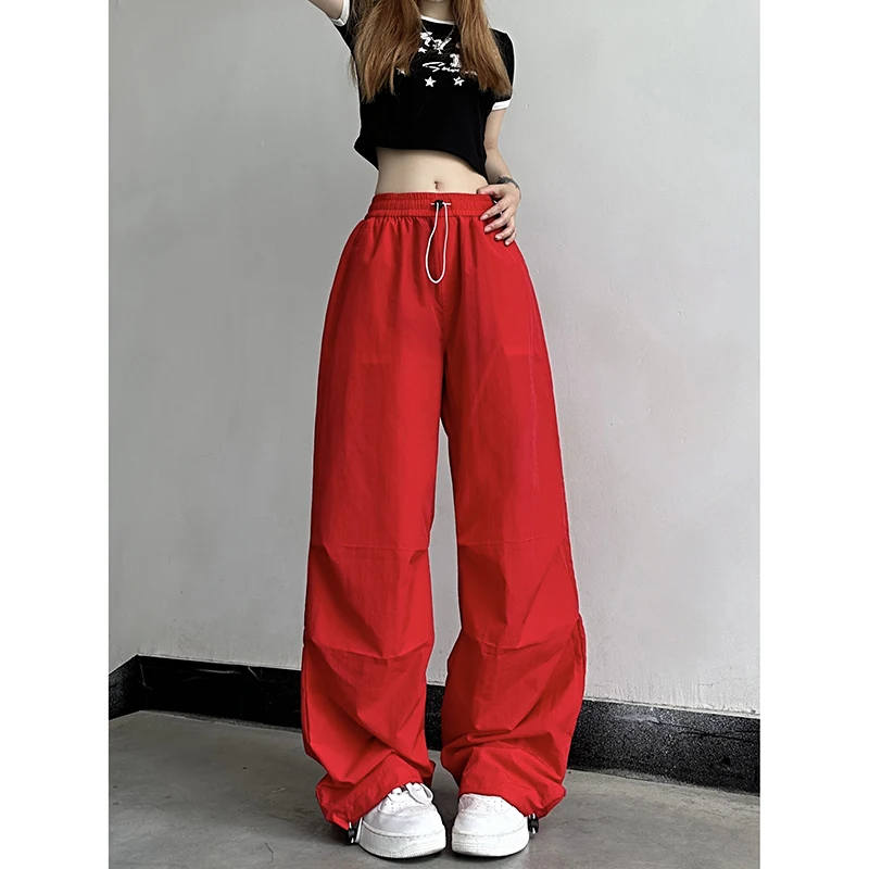 

2023 Summer Men's Streetwear Hip Hop Casual Pants Quick Drying Elastic Waist Solid Color Sweatpants Fashion Trend Trousers