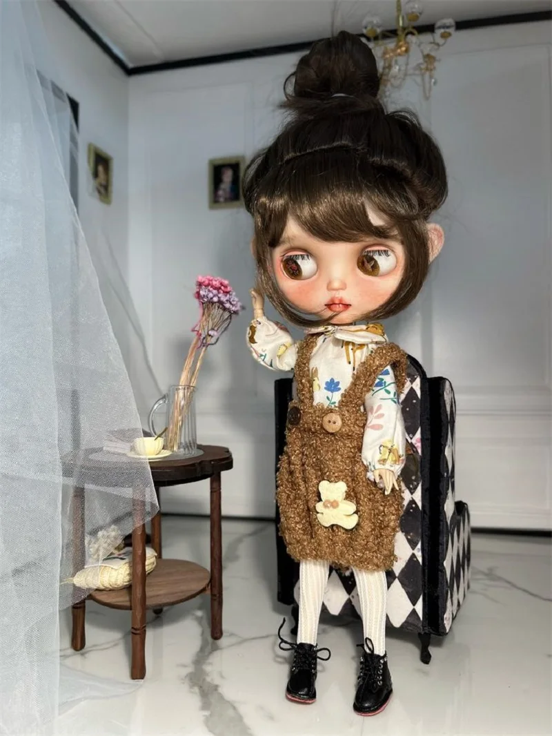 

blythe doll clothes plush strap set handmade 28-30cm OB22 OB24 AZONE Dress for Barbie Blyth doll cute dress up accessories
