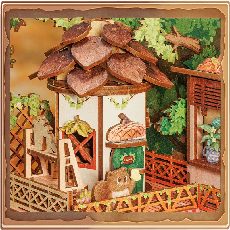 CUTEBEE Book Nook Kit DIY Miniature Model Dollhouse for Adults and Teens Bookshelf Decor 3D Wooden Puzzle for Squirrel Collector