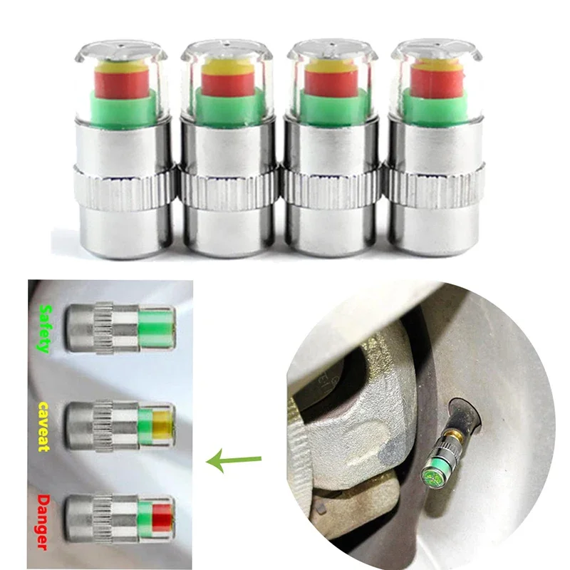 Car Tire Pressure Monitor Tire Pressure Monitor Pressure Gauge Cap Sensor Indicator Alert 2.0/2.2/2.4 Bar 30/32/36 PSI