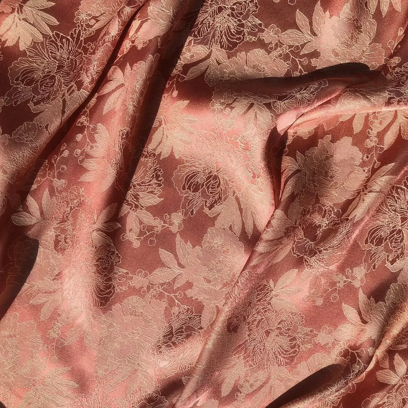 Two-color Embossed Peony Pattern Jacquard Fabric Per Meter for Skirts Pajamas Sewing Printed Skin Friendly Hanfu Cloth Thin Soft 4