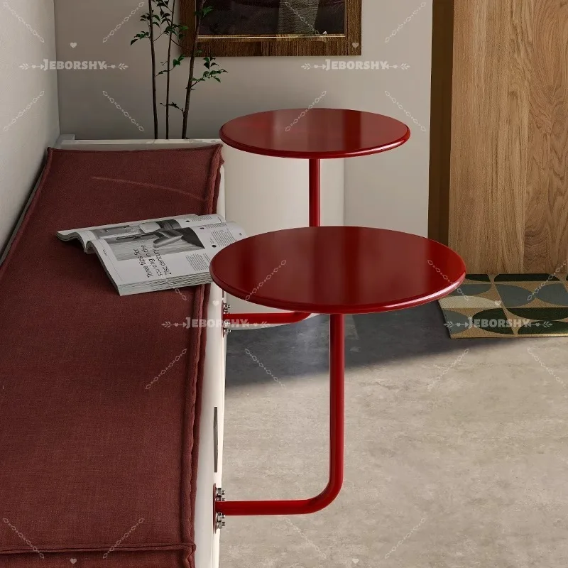 Creative Wall Mounted Coffee Table Small Round Iron Side Table Modern Metal End Table for Home Balcony Furniture