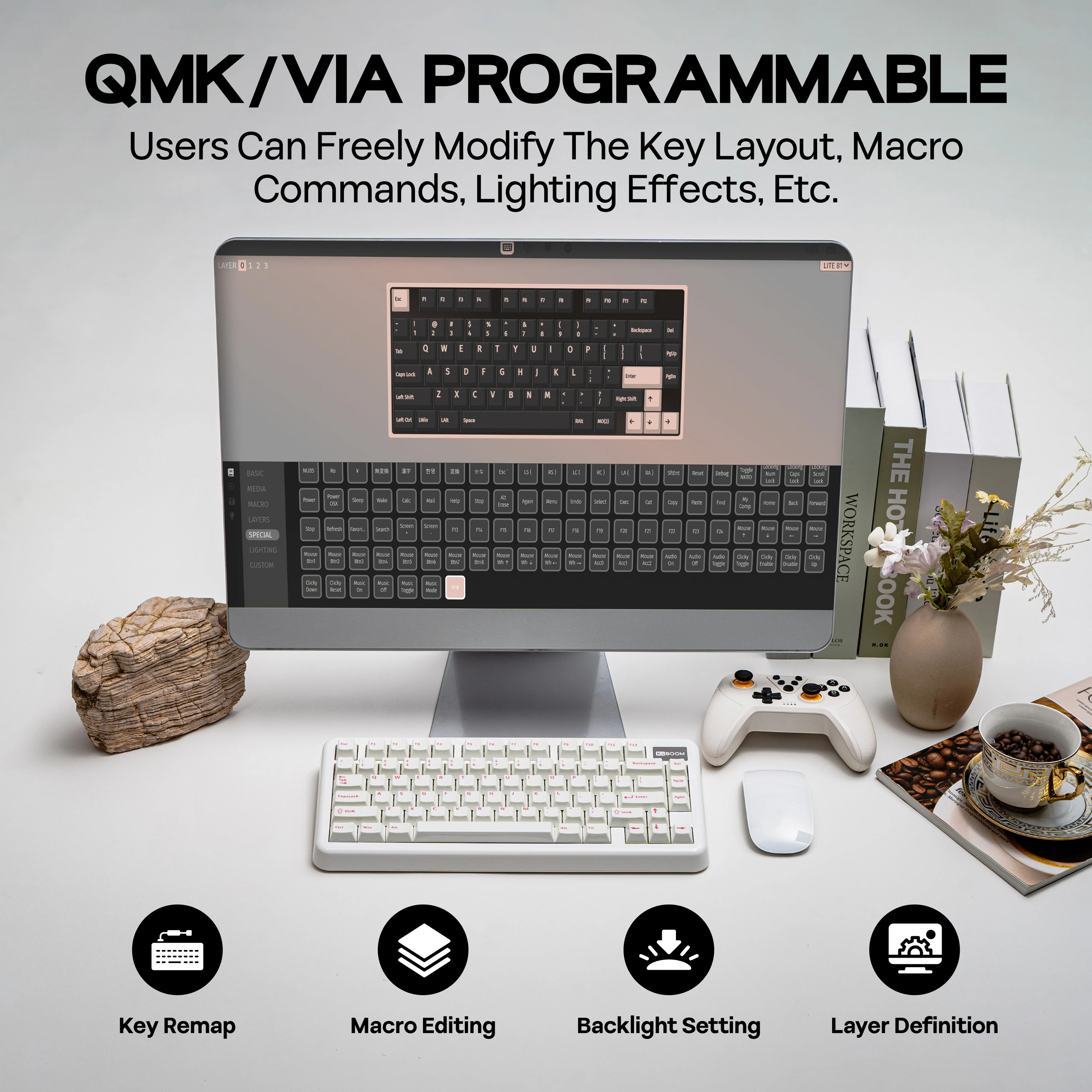 KiiBOOM Phantom81 Lite QMK/VIA 75% Hot-Swap Gasket Wired/BT/2.4GHz