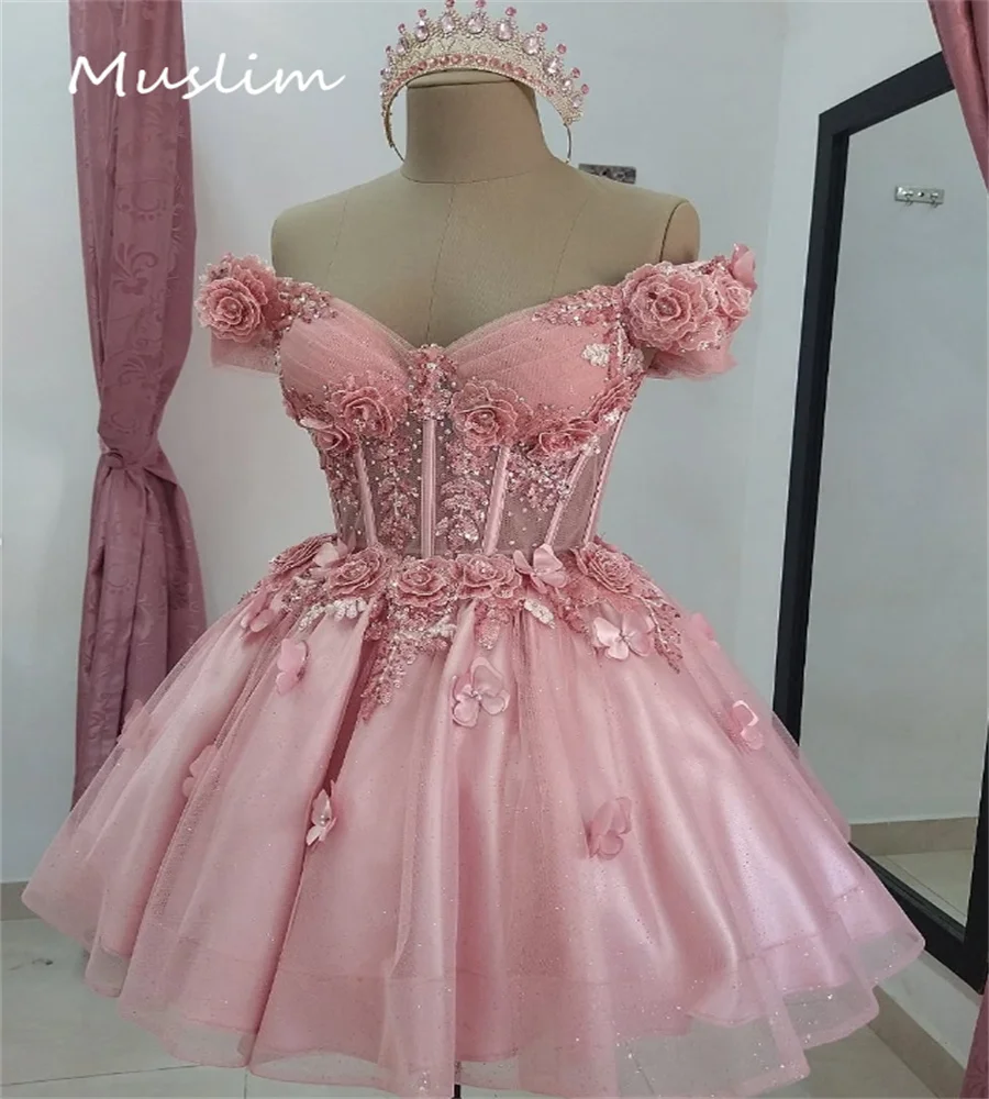2 In 1 Pink Vestidos De 15 Quincea&ntilde;era Princess Puffy 3D Florals Vestidos De Xv A&ntilde;os Beaded Short Birthday Party Gown Customized
