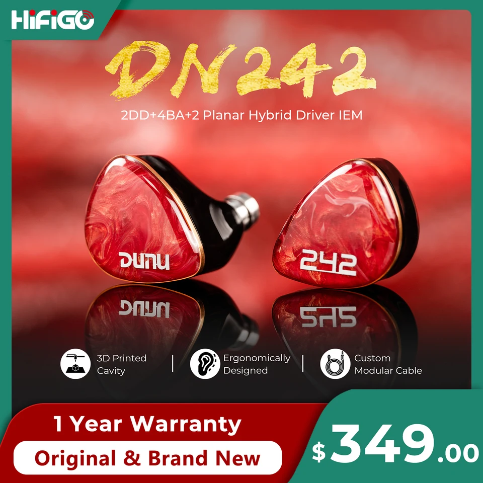 DUNU DN242 2DD+4BA+2 マイクロ平面ドライバー HiFi 音楽インイヤー