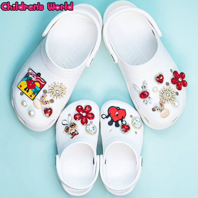 1 5pcs Bunny Bling Croc Charms Bad Bunny Shoe Charms for Croc Sunflower Shoe Decorations Luxury