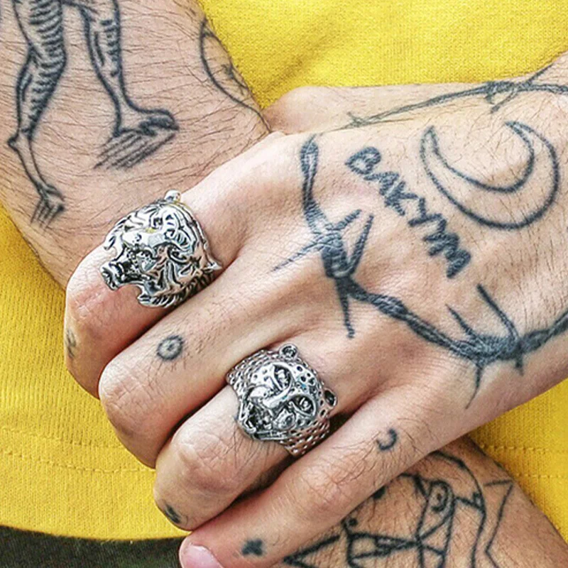Anello Aperto Regolabile Con Testa Di Tigre, In Rame Ipoallergenico - Gioiello Vintage Unisex Per Uomo E Donna, Idea Regalo Originale