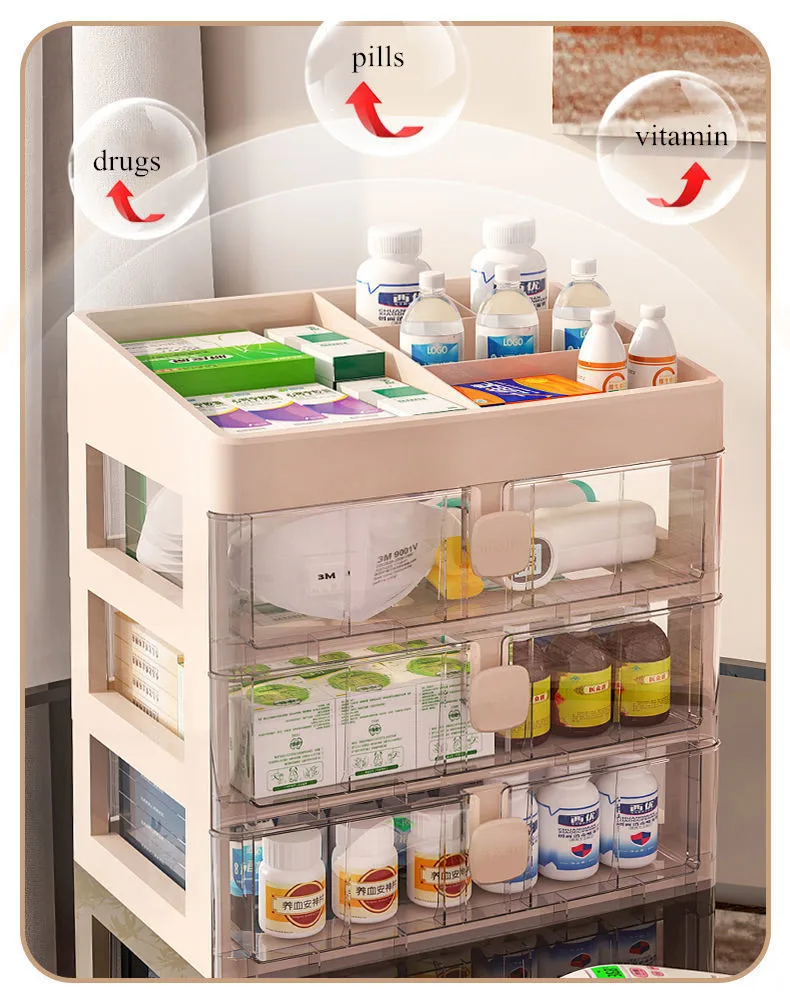 Large Capacity Medicine Storage Box Transparent Portable Vitamin Pills  Organizer First Aid Kit Drawer Type Household Medical Box - AliExpress