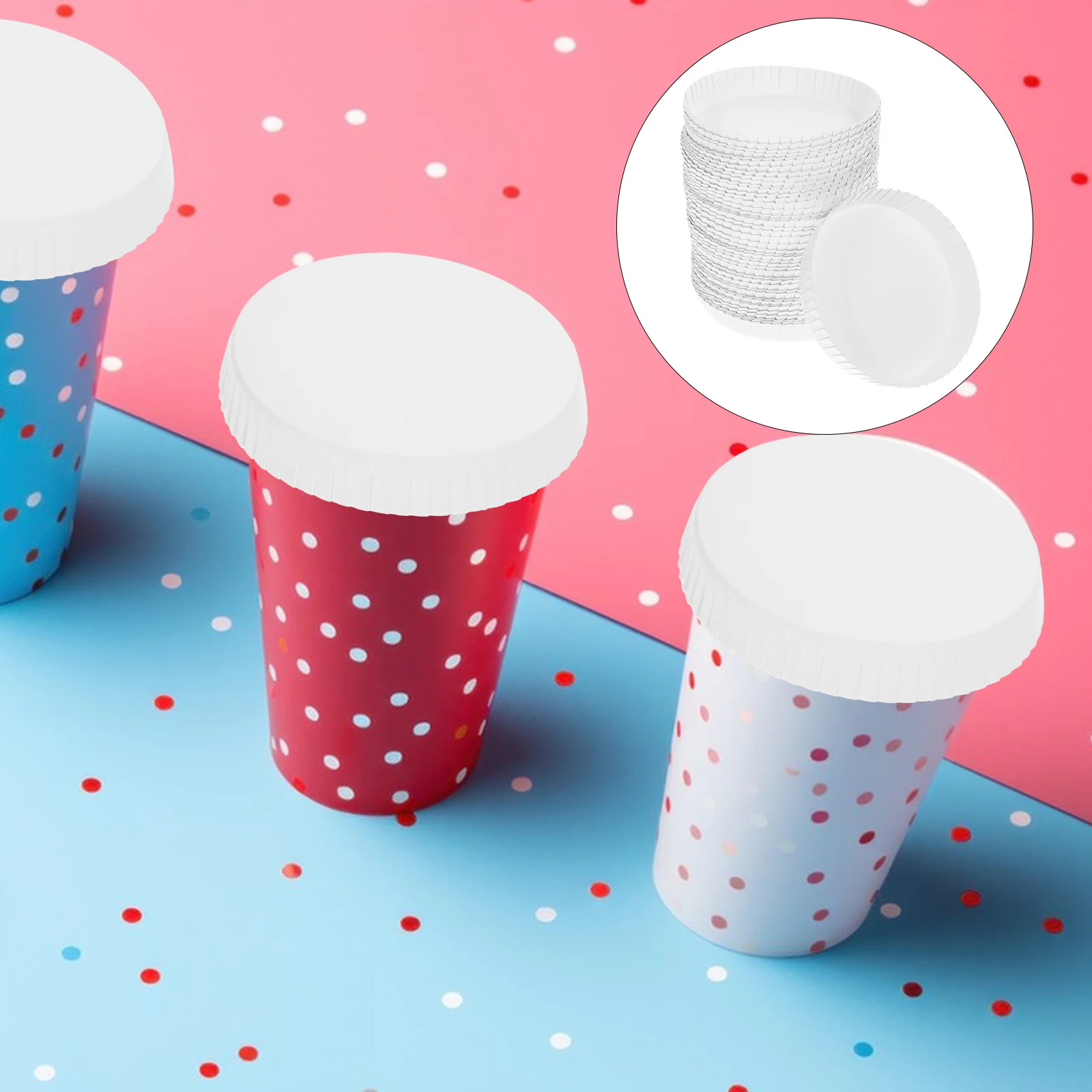 100pcs Disposable Cup Cover Paper Cup Lid Hot Lid Cap Drinking Coffee Made Cover Hotel Room Office Home KTV Bar Supply