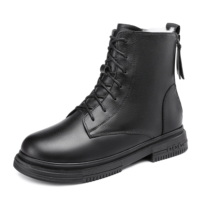 

Black Ankle Boots Female Luxury Designer Shoes Ladies Wedges Winter Boots for Women 2023 Zip Fur Short Leather Booties Plus Size
