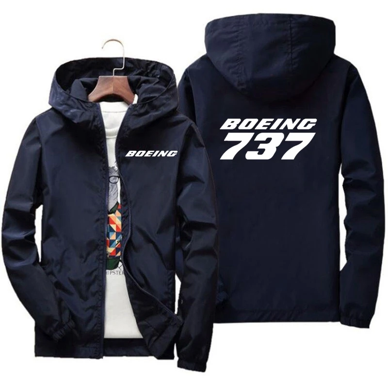 2024 new men's hoodie Boeing 737 777 767 printed men's jacket casual jogging thin jacket Harajuku zippered hooded sweatshirt