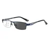 Large Frame Multifocal Glasses Men Square Metal Photochromic Reading Glasses Blue Light Blocking Eye Protection Eyeglasses 4