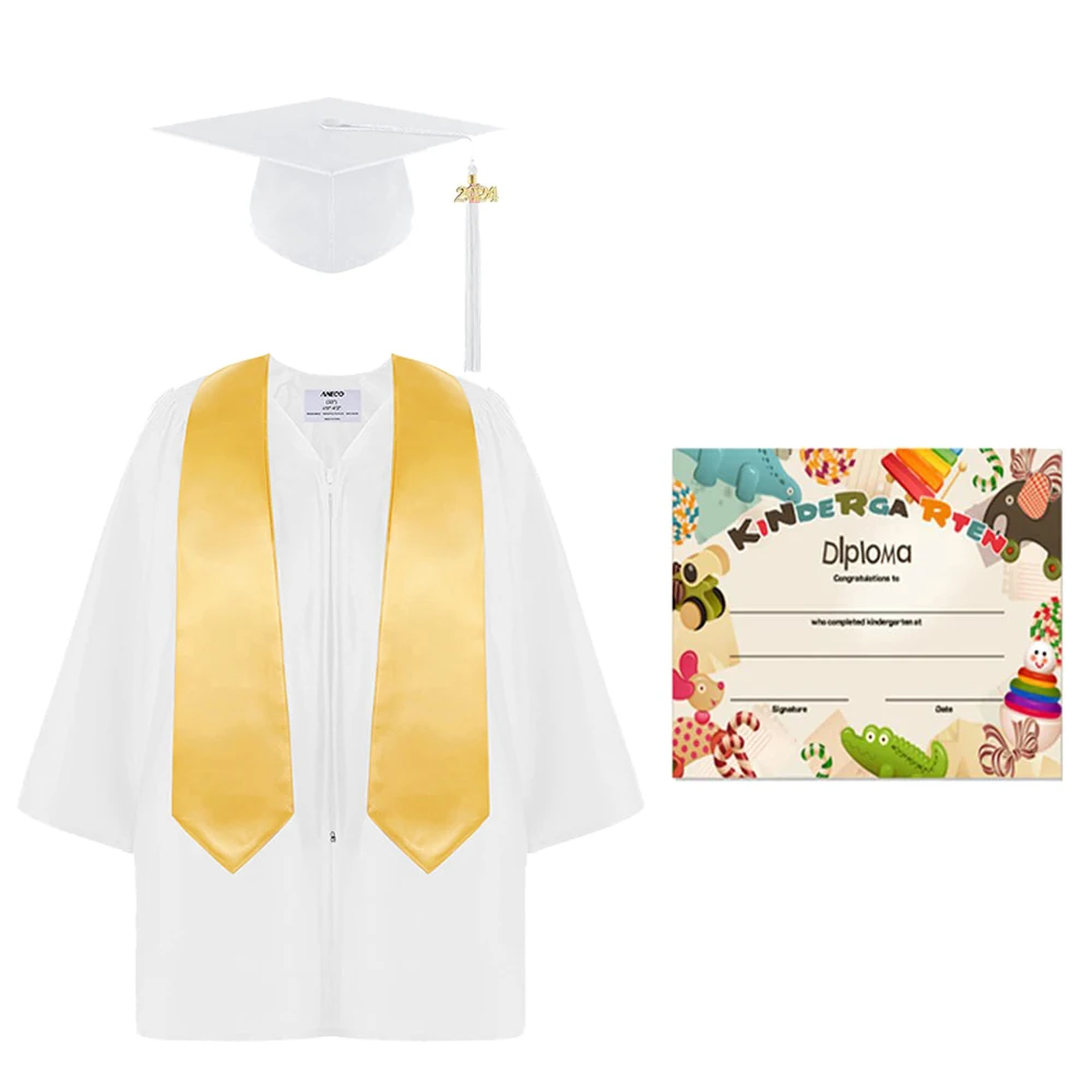 thumbnail image 1 of Conjunto de uniforme de toga y birrete de graduación para jardín de infantes, disfraz de cosplay con insignia de 2024, borla y graduación, 1 of 5