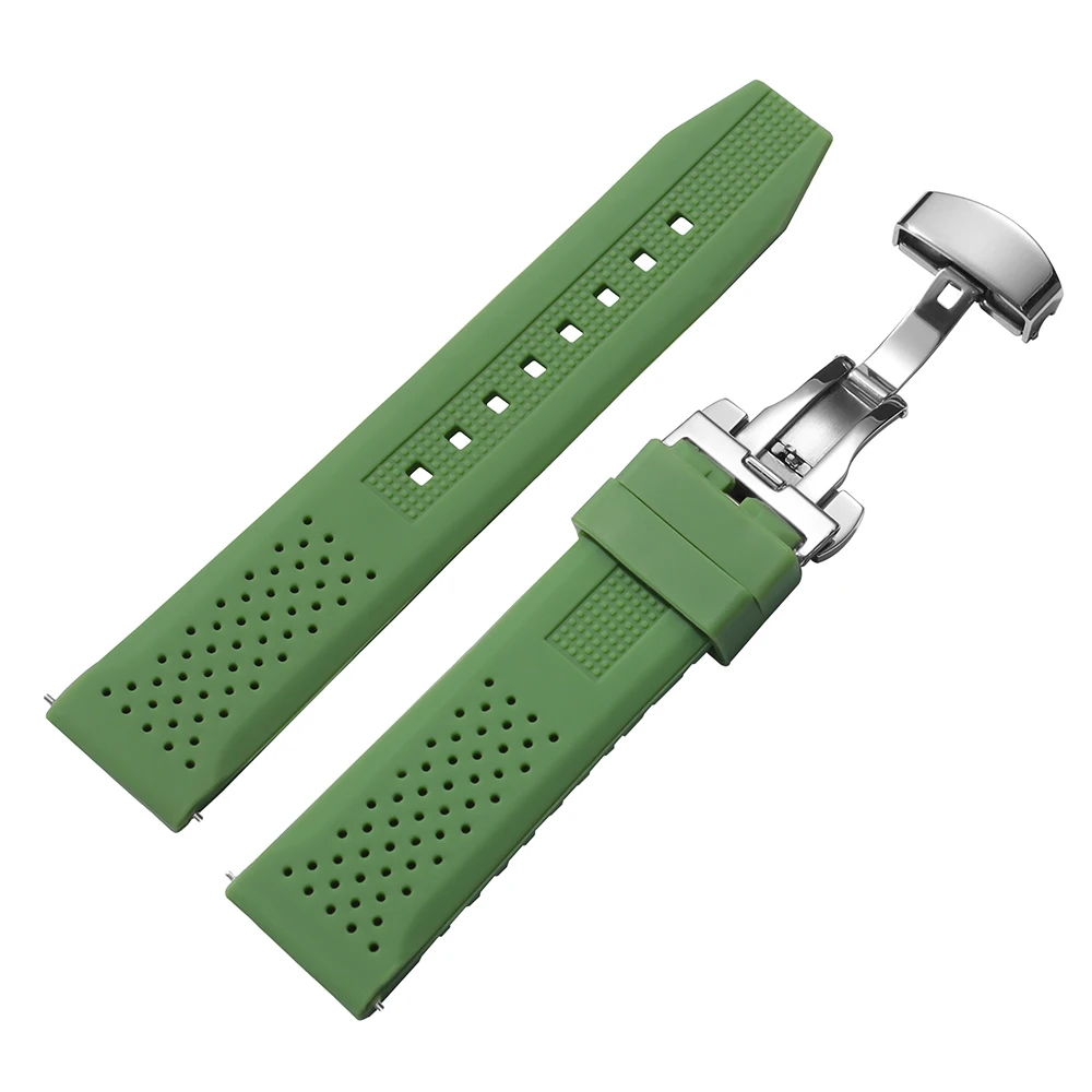 Silicone Quick Release Watch Strap with Butterfly Buckle - Available in Multiple Sizes