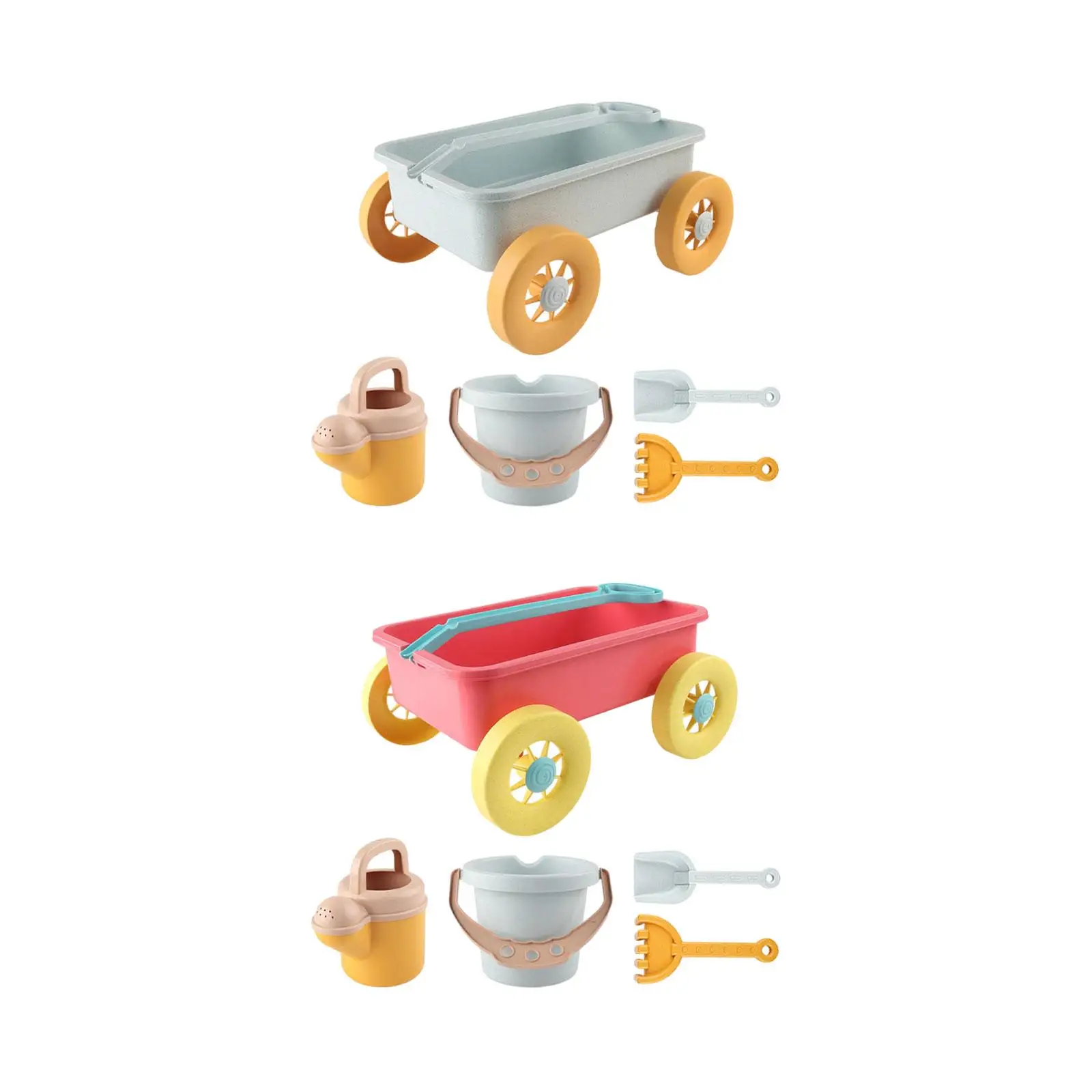 5x Kid Wagon Toy Children Wagon Cart Fun Outdoor Games Beach Sand Toys Set Construction Vehicle for Garden Beach Yard Outdoor 2
