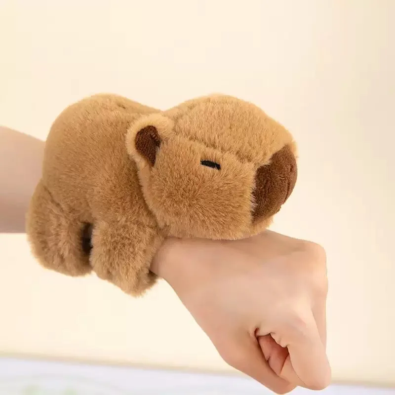 New Capybara Wristband Bracelet Kawaii Cartoon Plush Animal Capybara Clap Circle Cotton Doll Cute Children Toys Kids Funny Gifts