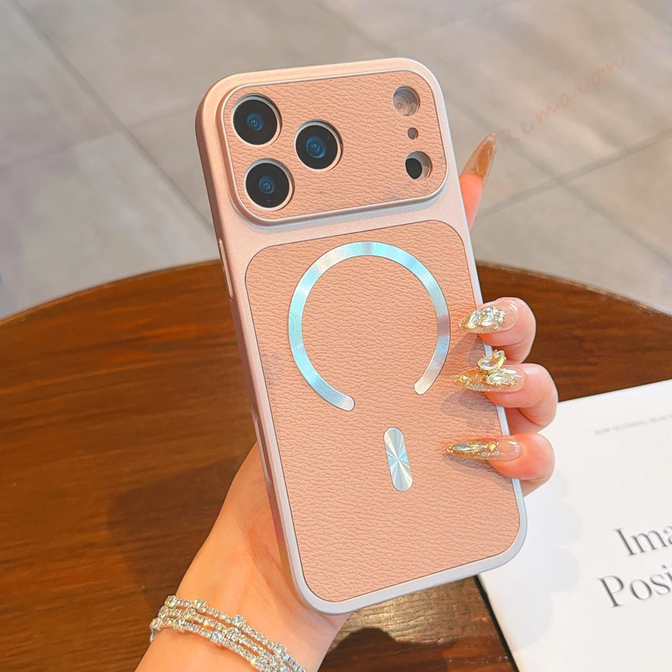 Official Magnetic Leather Phone Case for IPhone 17 Pro Max 16 15 14 13 12 11 Pro Max for Magsafe Shockproof Protector Cover