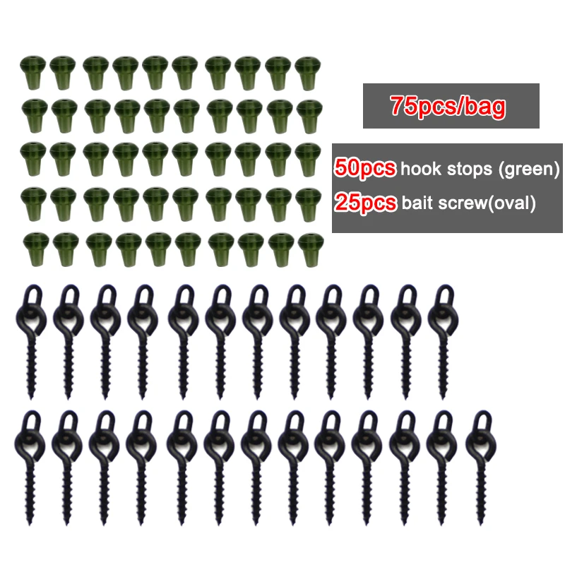 Kit Pesca Carpa Aparejos Boilies Topes Anzuelo Kit 140 Tornillos Para Pesca De Carpa - 40 Tornillos Con Anillas 100 Topes Anzuelo - Incluye Caja Aparejos Pesca