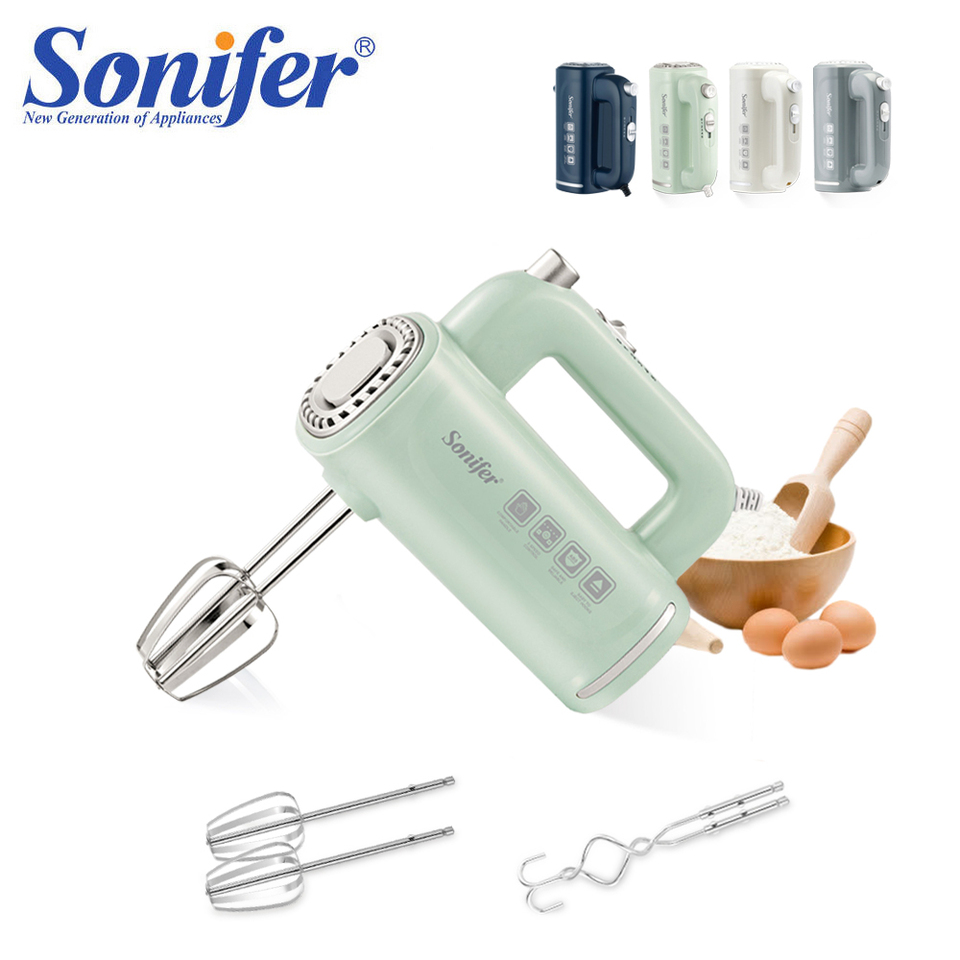 "Sonifer Hand Mixer SF-7034 .Light green appearance, fresh color .New food grade high strength ABS materiel .5 gears sliding adj