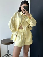 بدلة رياضية فضفاضة غير رسمية للنساء ، بدلة قطنية ، قميص وشورت ، طقم من قطعتين ، الصيف ، 1