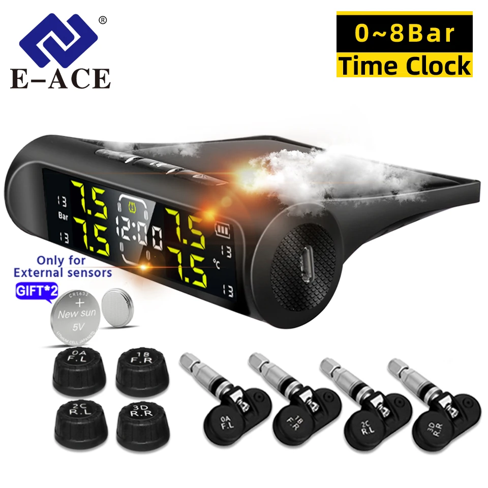 Car Solar Tire Pressure TPMS Monitoring System Solar Power Digital tpms Display Security Alarm Tyre 4Wheel Pressure Sensor car tire pressure monitor