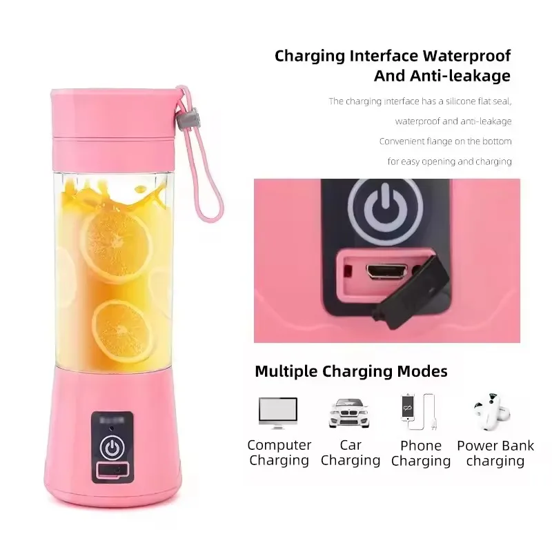 380ml  Portable Electric Fruit Juicer Home USB Rechargeable Smoothie Maker Blenders Machine Sports Bottle JuicingCup 3