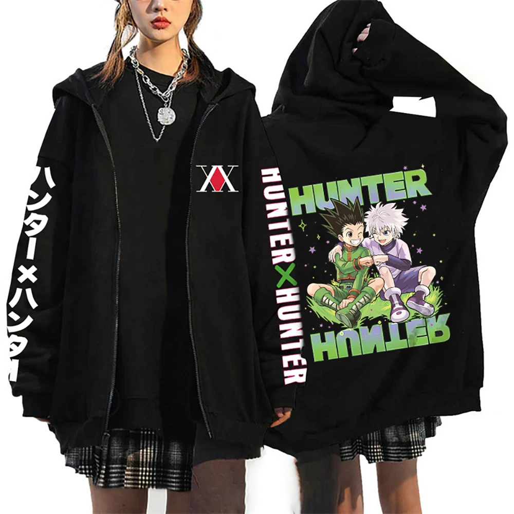 Hunter X Hunte 후드티 일본 애니메이션 집업 재킷, 킬루아 졸딕 프린트 스웻셔츠, 남성 여성 하라주쿠 캐주얼 후드 가디건