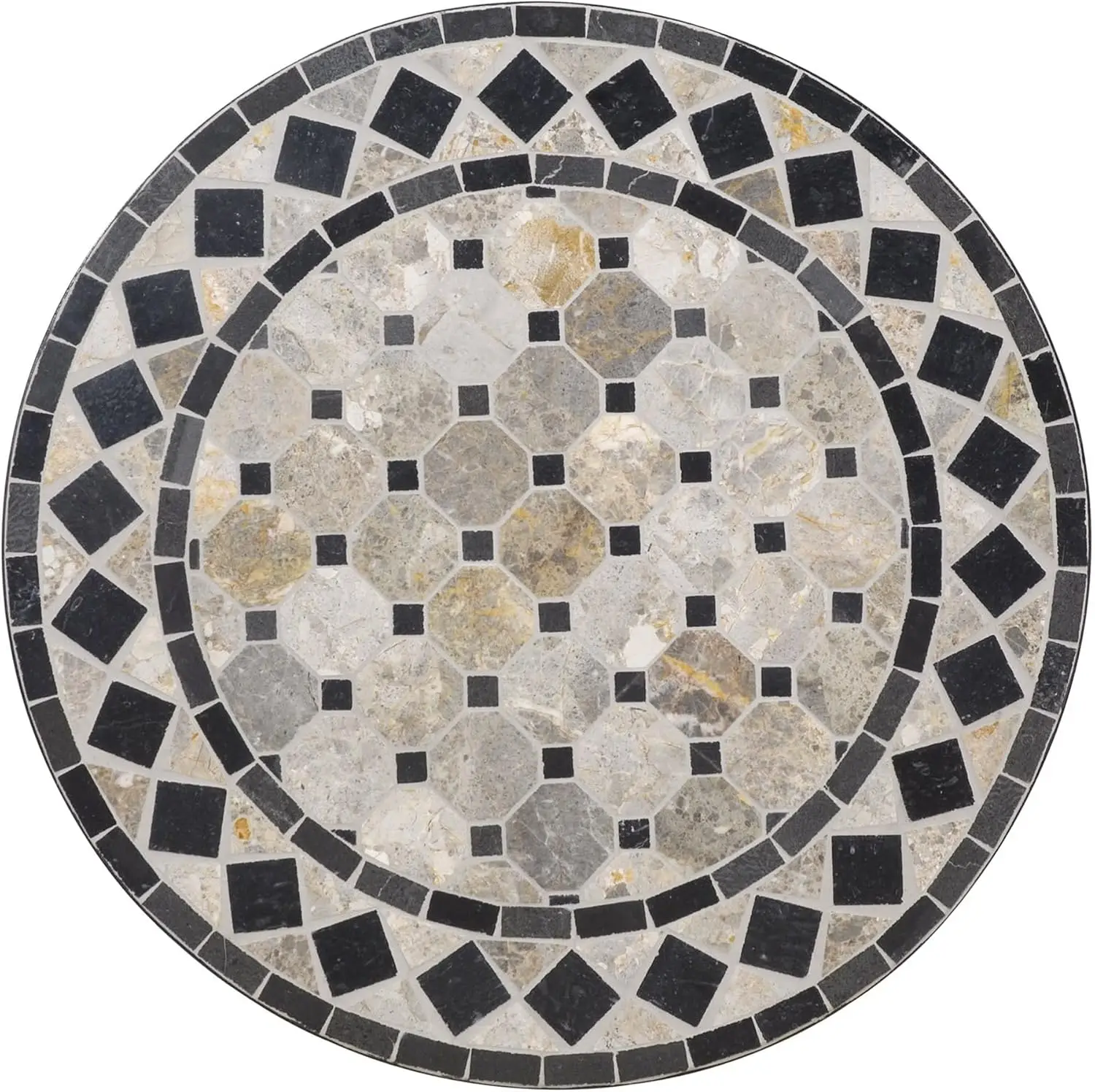 Home Styles Small Outdoor Bistro Table with Marble Tiles Design Table Top Constructed From Powder Coated Steel, Black 6
