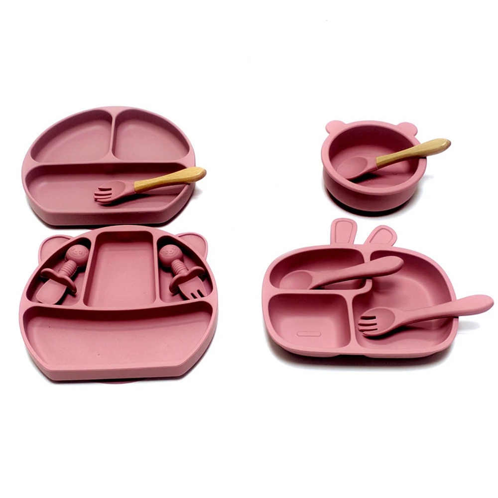 10pcs Baby spoon silicone bowl children's tableware eating special set Children's Bowls for Men and Women