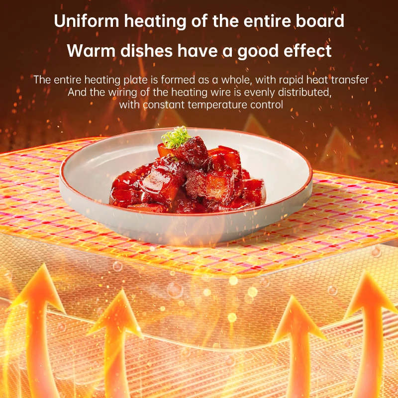 Fast Heating Food Electric Warming Tray Foldable Food Warmer Keeps Food Hot Constant Plate with Adjustable Temperature Control 4