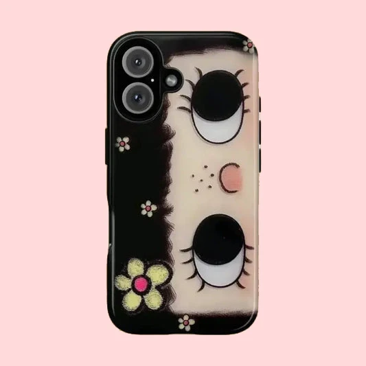 Luxury Double-Layer BIG EYES COMIC GIRL Phone Case