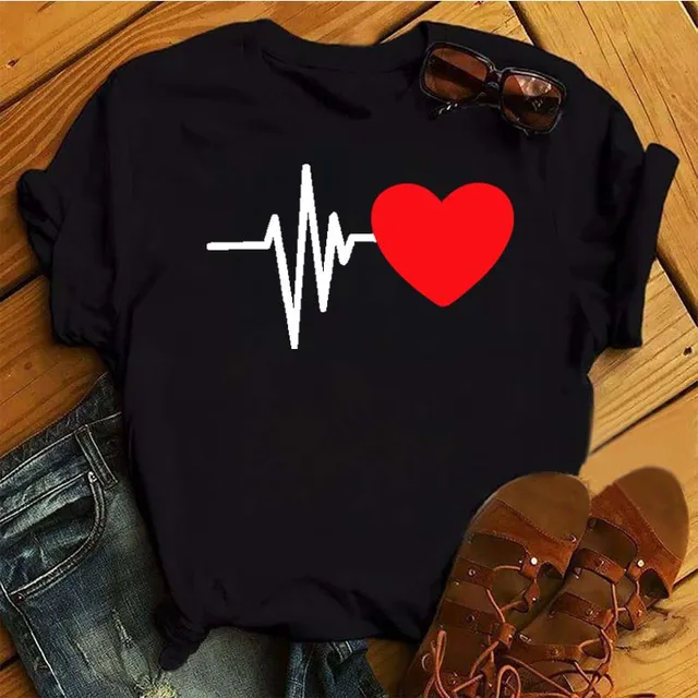Than Heart Women's T-shirt Harajuku Love T Shirt Women Fashion Ladies Black Graphic T Shirts Women 2022 New Summer Femme Clothes JB397