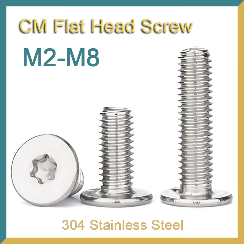 Stainless Steel Screws Stainless Steel Screw 10-100pcs 304 Stainless Steel M2 M2.5 M3 M4 M5 M6 M8 CM Six-Lobe Torx Ultra Thin Super Low Flat Wafer Head Screw Bolt