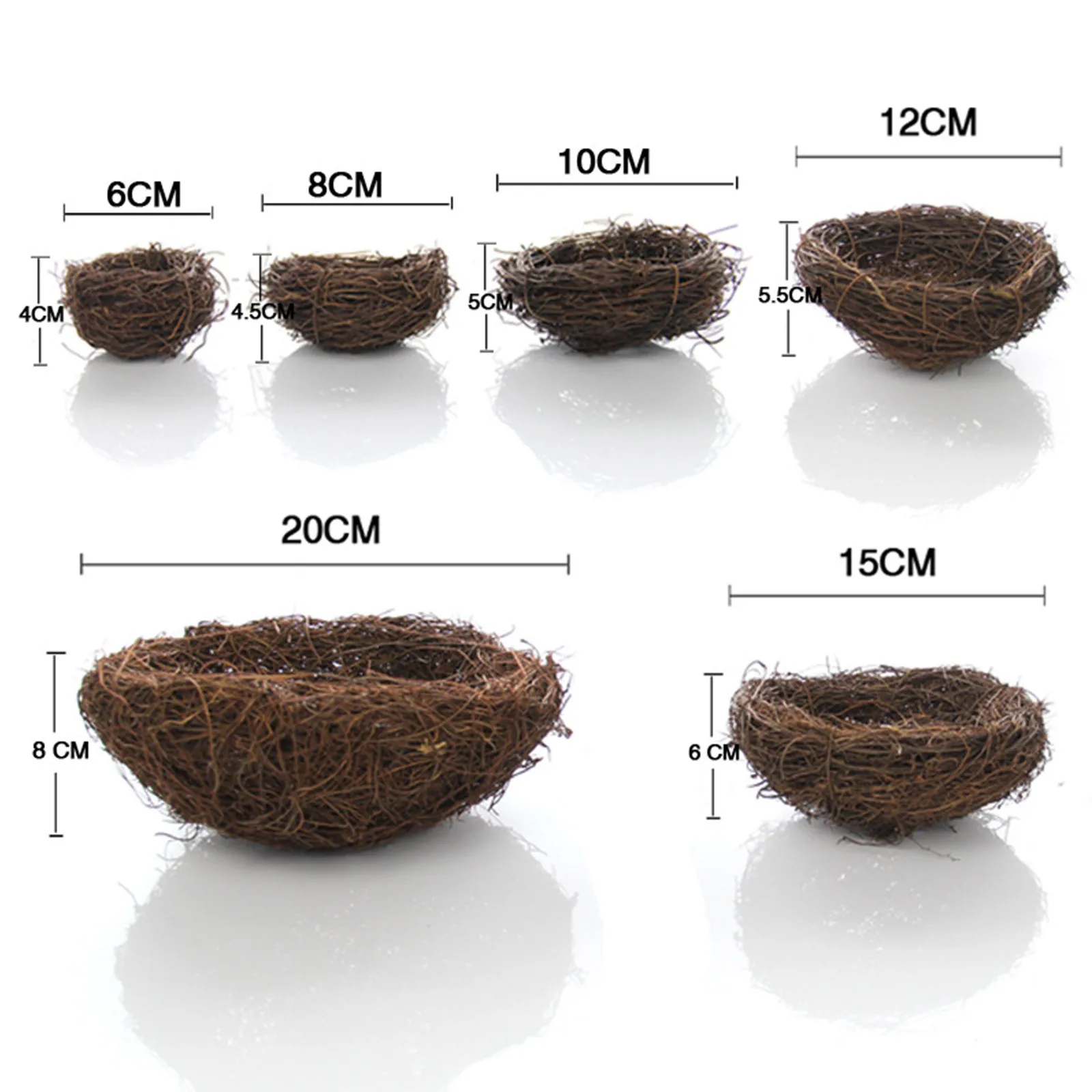 6-20cm Round Rattan Bird Nest Easter Decoration Bunny Eggs Artificial Vine Nest For Home Garden Decor Happy Easter Party Supply 3