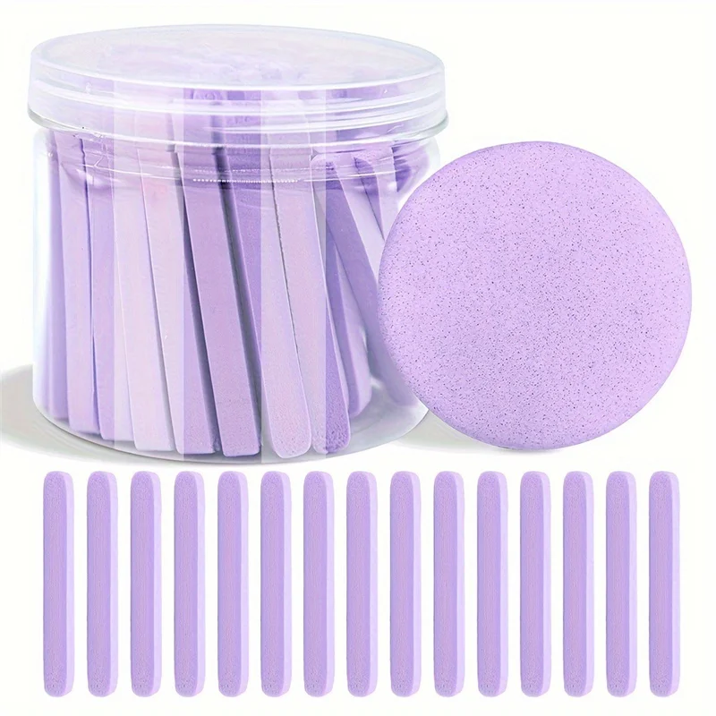 60pcs 압축 페이스 워시 퍼프(보관 상자 포함) 메이크업 리무버용 페이셜 클렌징 스폰지 페이스 워시 스폰지 스킨케어 뷰티 도구