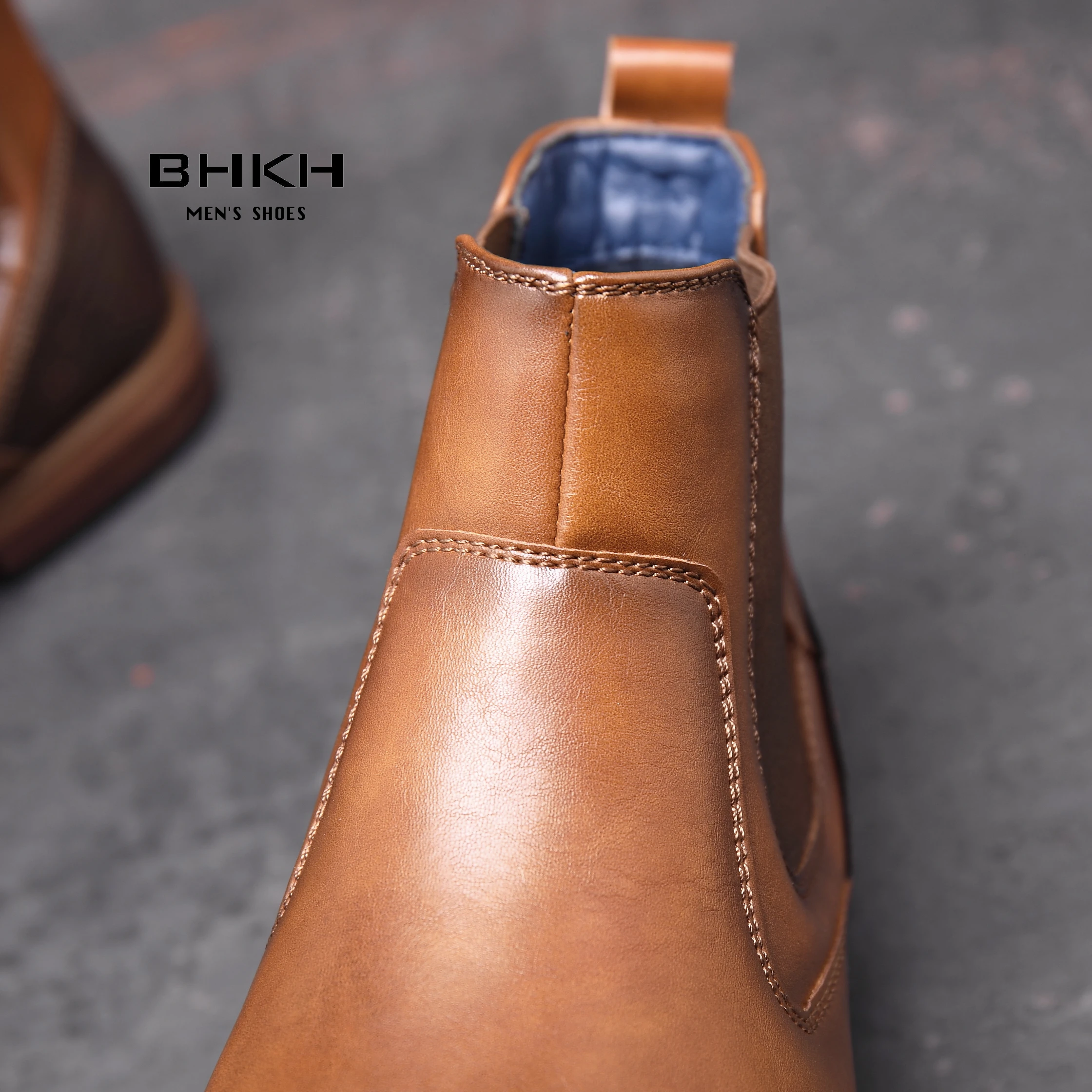 Chelsea Boots Men Soft Leather Elastic Strap Ankle Smart Formal Business Dress shoes Winter