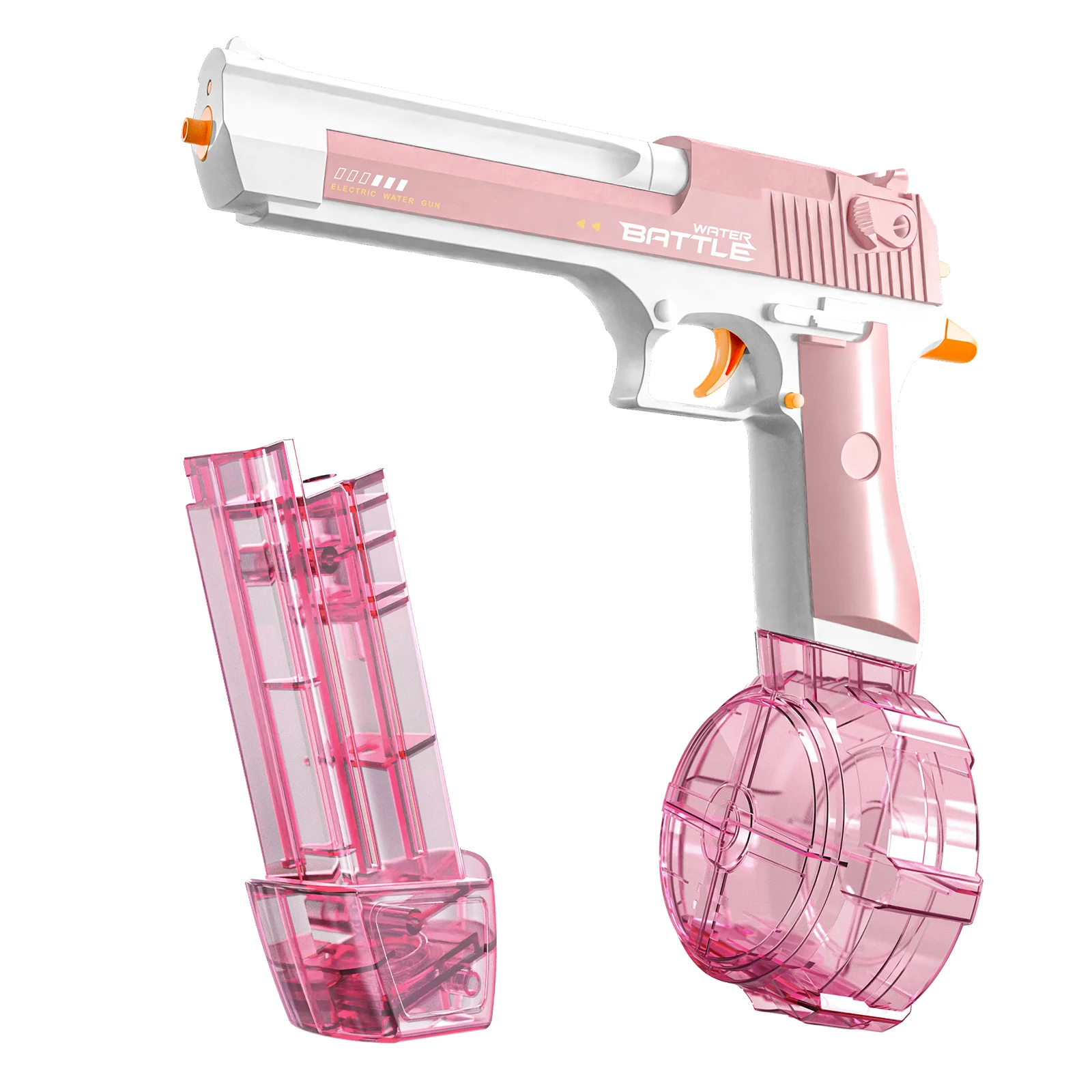 2024 New Desert Eagle Water Gun Lighted Bullet Drum Version Desert Eagle Continuous Pink Water Gun Toys Beach Water Fight Toys 6