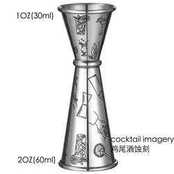 Premium Double Cocktail Jigger for Bartending - Precision Drink Measuring Tool (Cocktail Imagery)