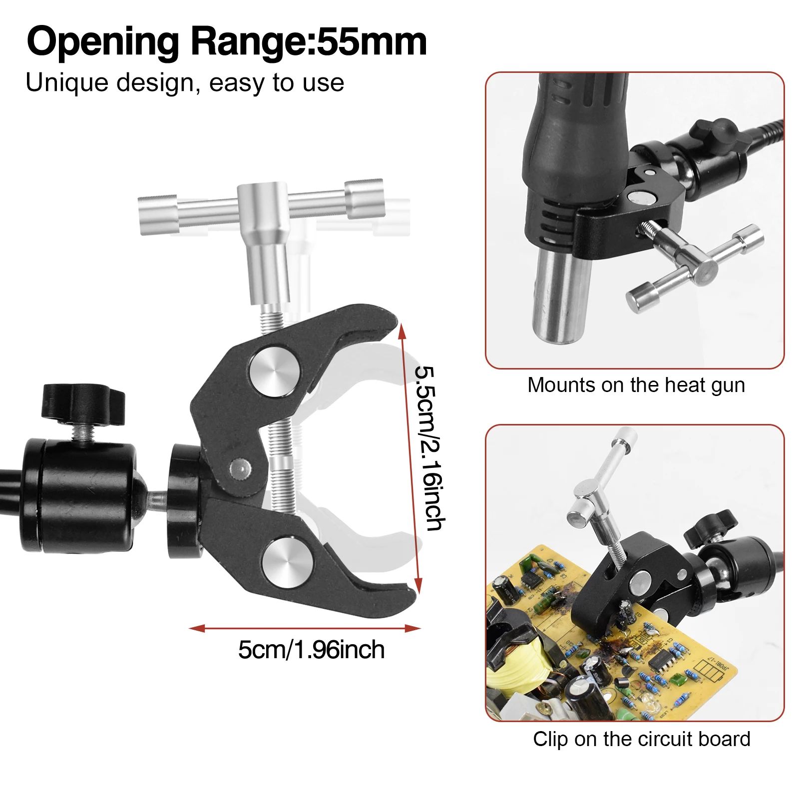 NEWACALOX Magnetic Flexible Arm Soldering Third Hand PCB Holder with 360 ° Rotating Hot Air Gun Stand Welding Workbench 3