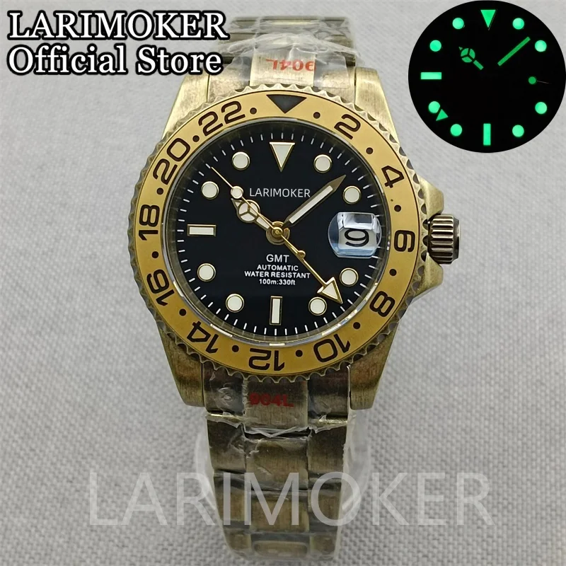 

Часы LARIMOKER Мужские автоматические, Юбилейный браслет из сапфирового стекла, светящийся циферблат, японские, NH34A GMT, 40 мм