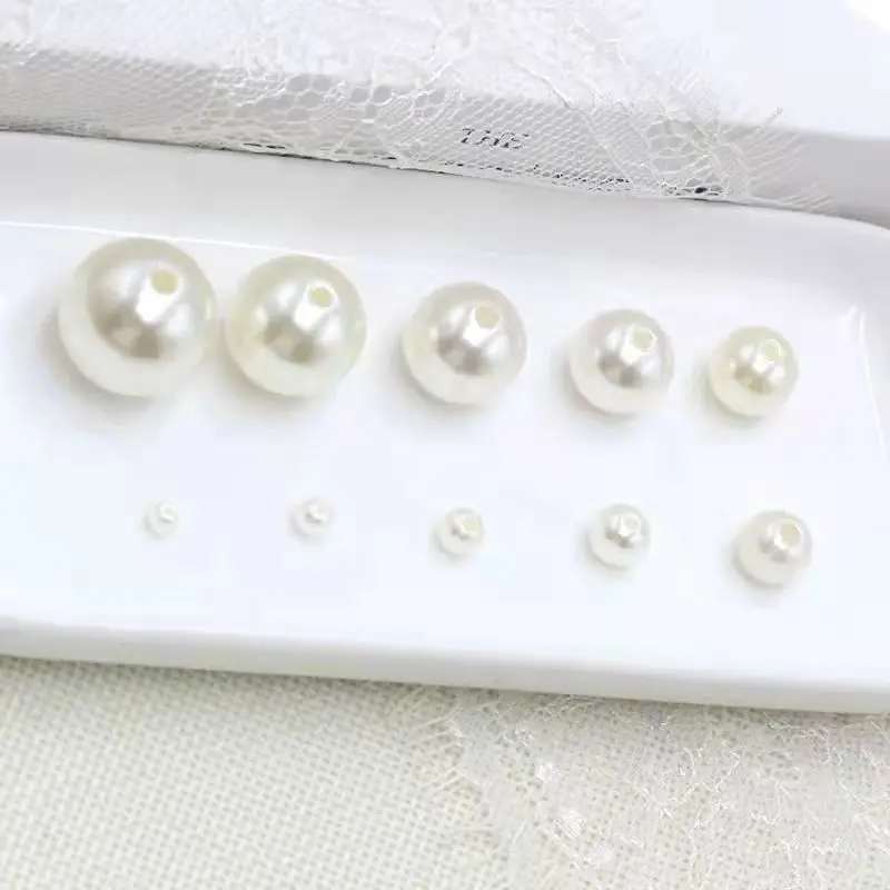 Imitation Pearl Beads 3mm-12mm size Pure White/Ivory Pearl wtraight holes round imitation plastic pearl beads for needlework & Jewelry Making imitation pearl beads plastic beads