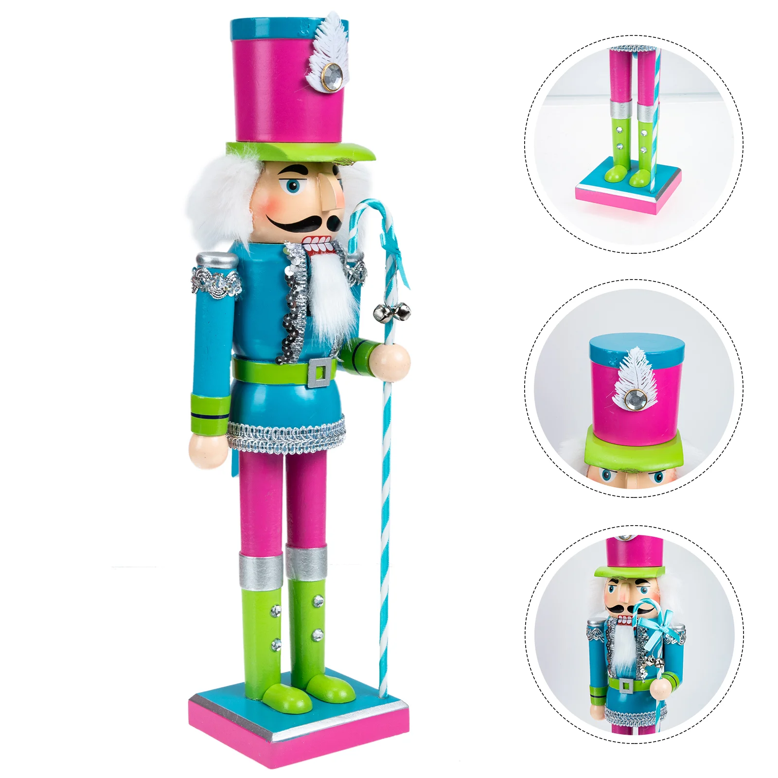 

Christmas Wooden Nutcracker Figurine Wood Nutcracker Soldier State Desktop Ornament Puppet Doll Xmas Party Layout 38x9x9cm