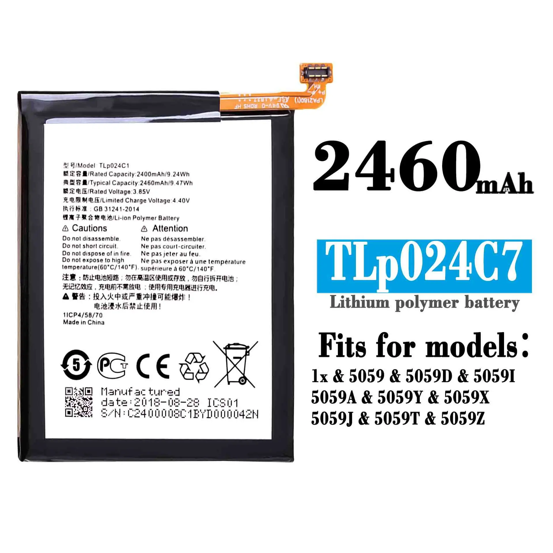 

100% High Quality Replacement Battery For Alcatel 1x 5059 5059D TLP024C7 Built-in New Large Capacity Lithium Batteries