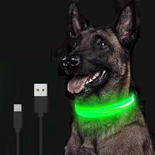 Collar luminoso LED para perro, luz nocturna ajustable, recargable, para perros pequeños y gatos