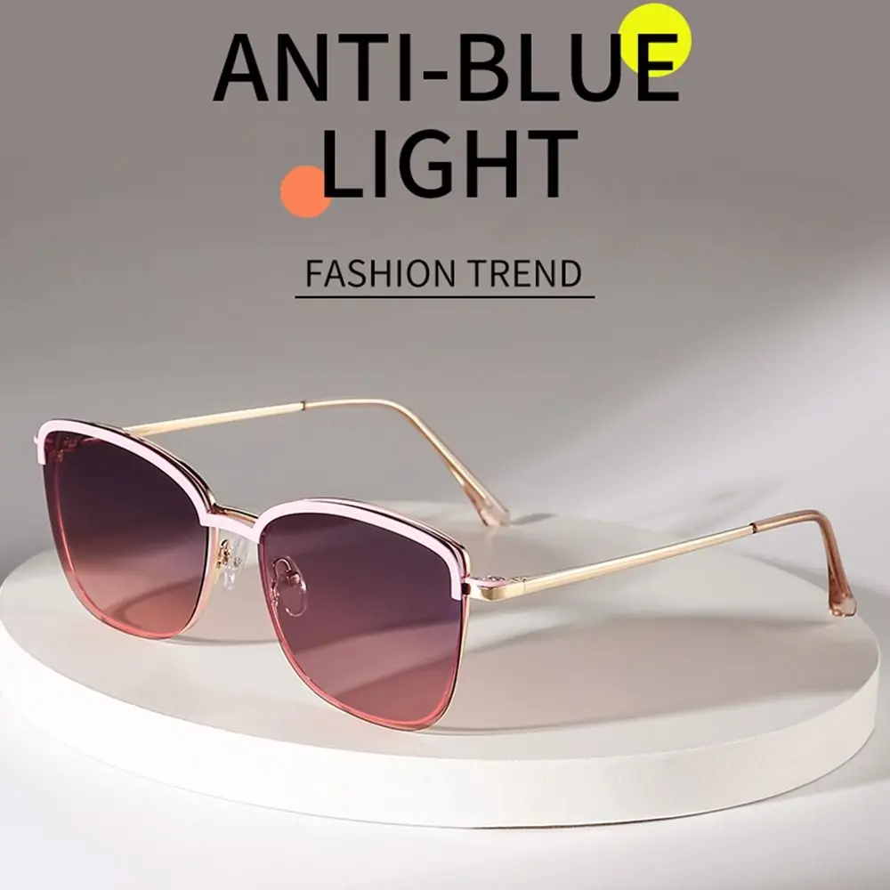 New Fashion 3 In-1 Glasses, Trendy Metal Frame Anti Blue Light Glasses with 1Pc Magnetic Polarized Clip-On Sunglasses Lenses