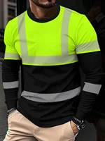 T-shirt à manches longues pour homme, imprimé 3D, nouveau design color block avec logo sécurisé, mode printemps automne, décontracté, pour le travail quotidien, hauts pour homme 5